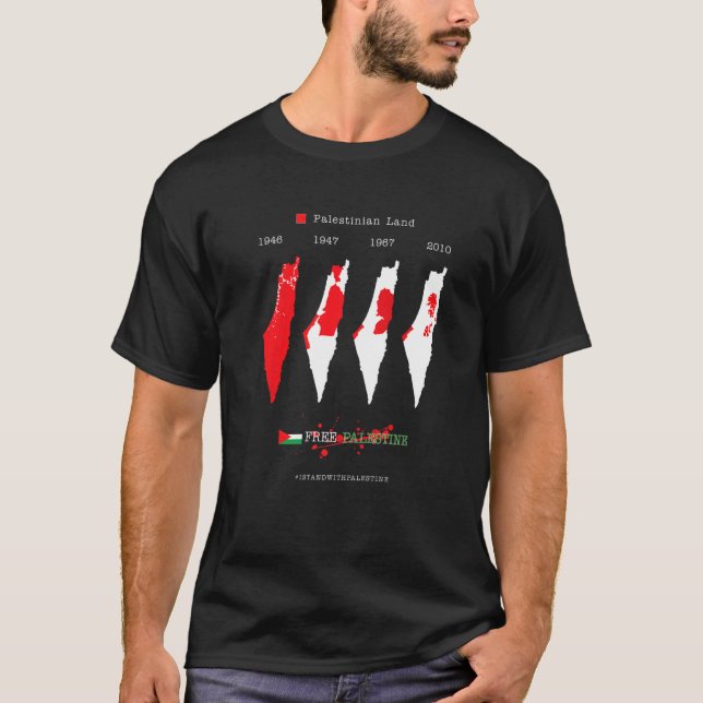T-shirt Libérez La Carte De La Palestine Drapeau Libérez G (Devant)