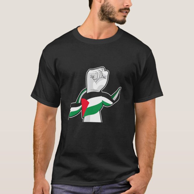 T-shirt Libérez le drapeau et le drapeau de la Palestine (Devant)