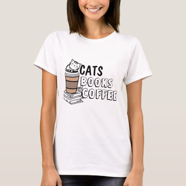 T-shirt Libérez votre purr-sonalité : Chats, Livres & Café (Devant)
