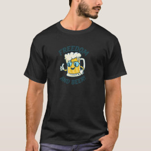 T-shirt Liberté Et Bière Tasse De Dessin Animé Drôle Patri