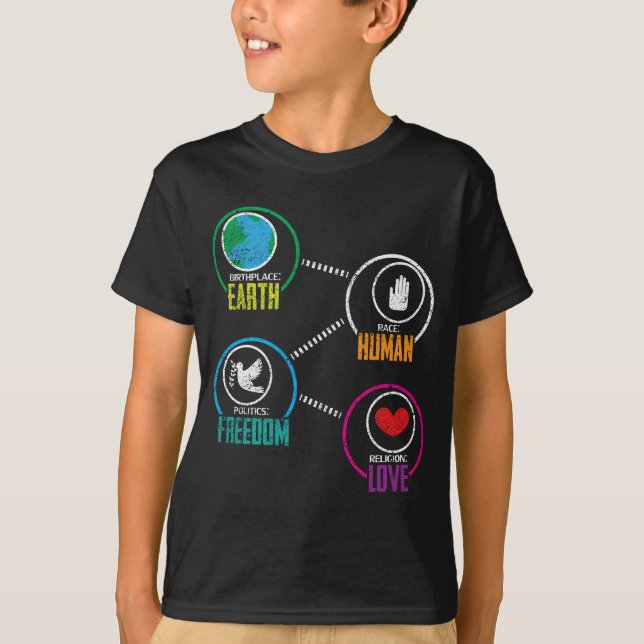 T-shirt Liberté humaine de paix de course de la terre de (Devant)