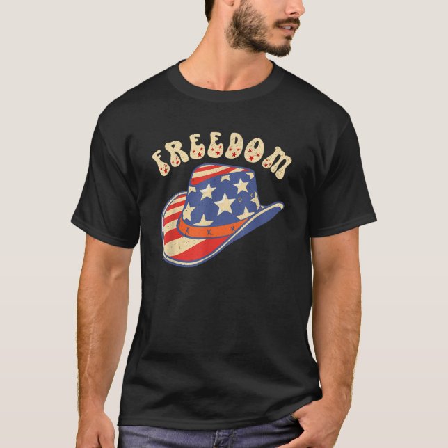 T-shirt Liberté Patriotique Occidentale Casquette 4 juille (Devant)