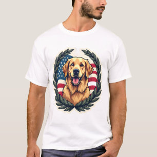 T-shirt Liberty Golden Retriever Vintage Tee Patriotique 4
