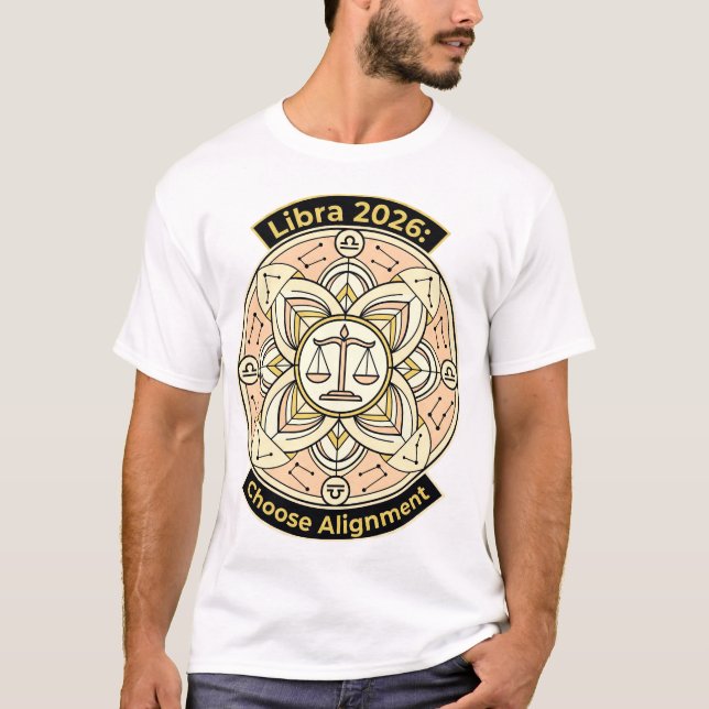 T-shirt Libra 2026 Zodiac Scales Mandala – Balance & Harmo (Devant)