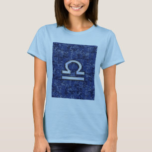 T-shirt Libra Zodiac Connexion Camouflage numérique bleu