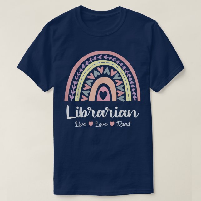 T-shirt Libraire Squad Book Lover Rainbow Cute Li (Design devant)