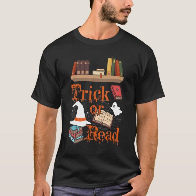 T-shirt Librairie Trick or Read Library Event Halloween Bo (Devant)