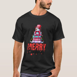 T-shirt Librarian Book Lover Books Christmas Tree Merry Bo