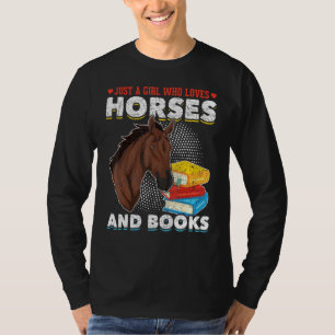 T-shirt Librarian Bookworm Girls Horse Book Animal Readin