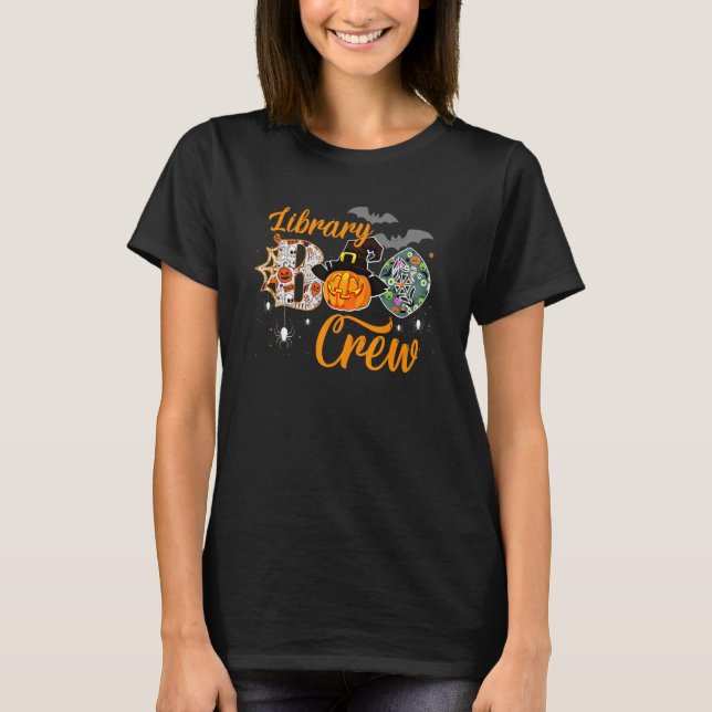 T-shirt Library Boo Crew School Librarian Halloween Librar (Devant)
