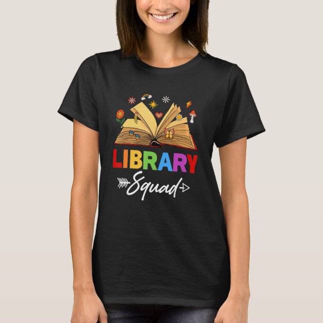 T-shirt Library Squad Librarian Bookworm Book   Groovy (Devant)