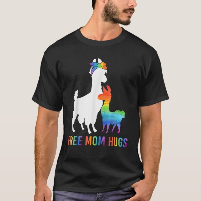 T-shirt Libre Maman Hugs Llama Tee LGBT Hommes Fierté (Devant)
