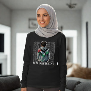 T-shirt LIBRE PALESTINE musulmane femme à manches longues 