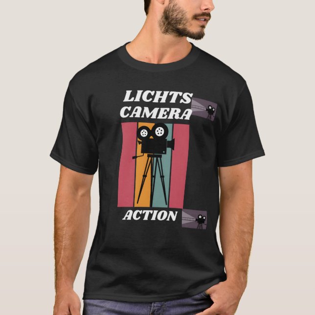 T-shirt LICHTS CAMERA ACTION drôle (Devant)