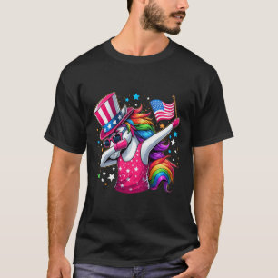 T-shirt Licorne 4 juillet Oncle Sam Filles Drapeau América