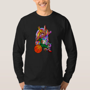 T-shirt Licorne à peau brune Dabbing Fans de basketball d'
