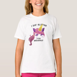 T-shirt Licorne Adorable Je Mange du Paillettes au Petit D