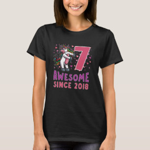 T-shirt Licorne Anniversaire 7 Ans Incroyable Depuis 2018 