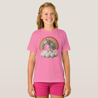 T-shirt Licorne au crochet mignonne sur un nuage avec arc-