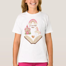 T-shirt Licorne Château Fille Arc-en-Ciel | Conte 