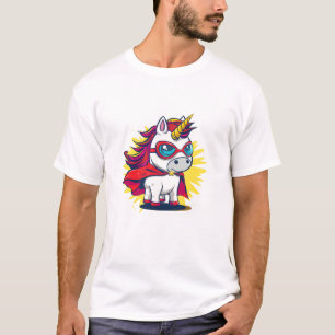 T-shirt Licorne Cool avec Cape de Super-héros Costume Manc