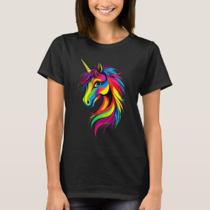 T-shirt Licorne Couleurs Arc-en-ciel Coloré Cheval Cavalie
