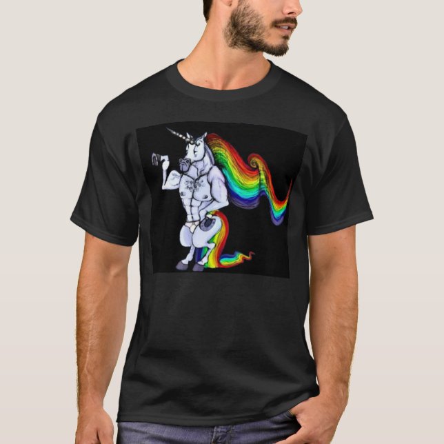 T-shirt Licorne de couleur chamois (Devant)
