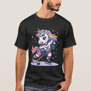 T-shirt Licorne de hockey sur glace Mignon Drôle Filles Hi