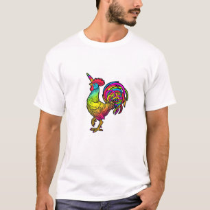 T-shirt Licorne de poulet arc-en-ciel Coq Image drôle d'an