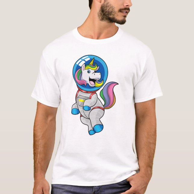 T-shirt Licorne en astronaute dans l'espace (Devant)