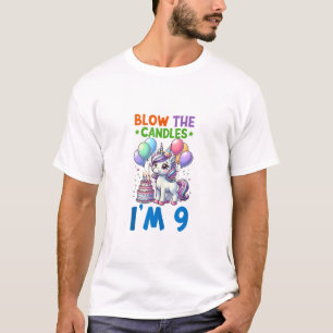 T-shirt Licorne Enfants 9ème Anniversaire Garçon 9