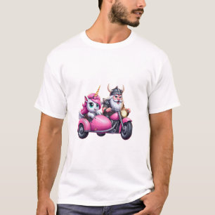 T-shirt Licorne Et Viking à Cheval Sur Une Moto Hommes Fem