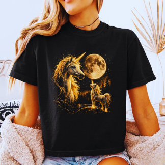 T-shirt Licorne Hurle à la Lune Vintage 90s Rétro 