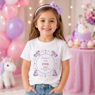 T-shirt Licorne Magique Pastel Violet Mignonne 5ème Annive