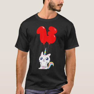 T-shirt Licorne Mignonne Chat 13e Anniversaire Ballon En