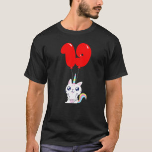 T-shirt Licorne Mignonne Chat 19ème Anniversaire Enfants