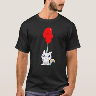 T-shirt Licorne Mignonne Chat 4e Anniversaire Fête de Ba