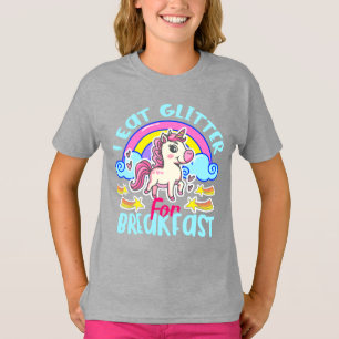T-shirt Licorne Mignonne Je Mange Paillettes Au Petit Déje