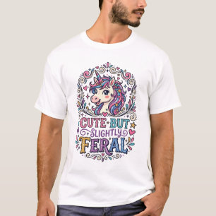 T-shirt Licorne Mignonne mais Légèrement Sauvage Fond Blan