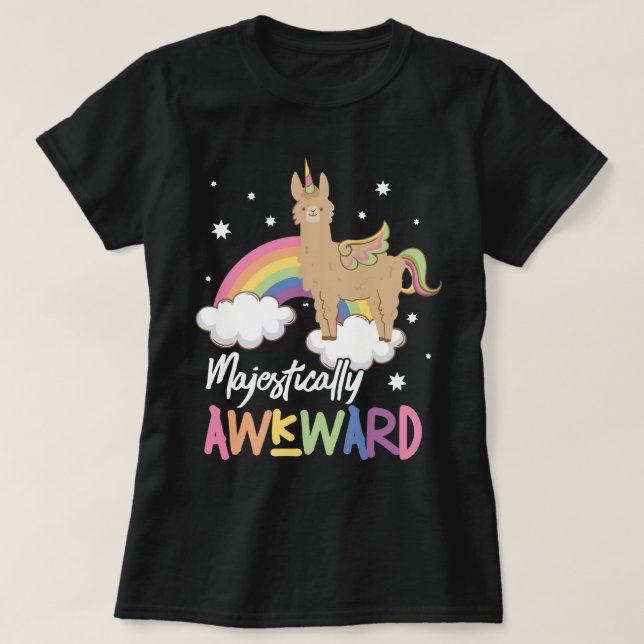 T-shirt Licorne mignonne majestueux maladroite Llamacorn (Design devant)