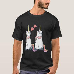 T-shirt Licorne Mignonne Mariée Et Marié Amoureux Premium 