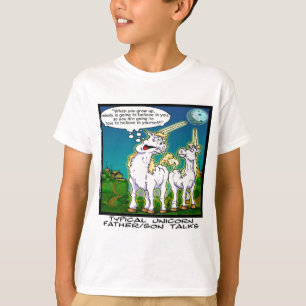 T-shirt Licorne père/fils s'amusent ensemble