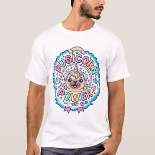 T-shirt Licorne Pugicorn Puissance Drôle Cadeau Mignon Con