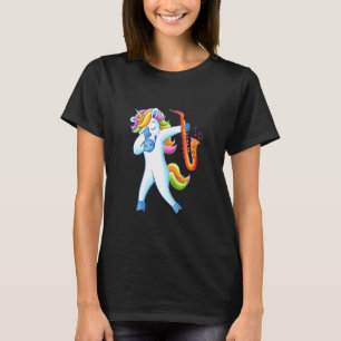 T-shirt Licorne qui dabbe jouant du saxophone saxophoniste