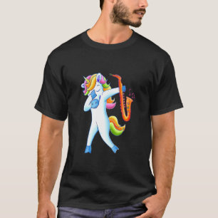 T-shirt Licorne qui dabbe jouant du saxophone saxophoniste