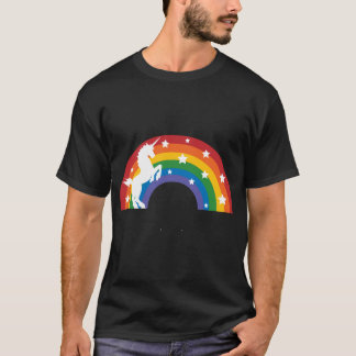 T-shirt Licorne Rétro et garçon rétro arc-en-ciel