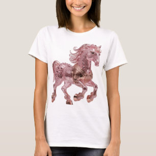 T-shirt Licorne Rose Argent Moderne Design Gras