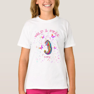 T-shirt Licorne Sauvage & Libre Étincelles avec Papillons