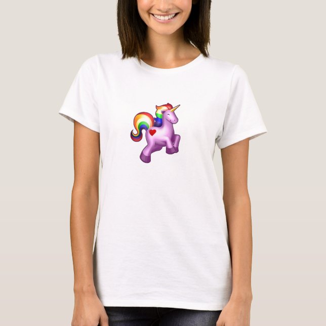 T-shirt Licorne scintillante d'arc-en-ciel de bonheur (Devant)