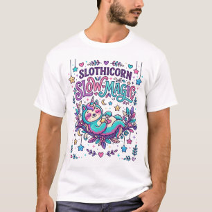 T-shirt Licorne Slothicorne Magie Lente Marché Coloré